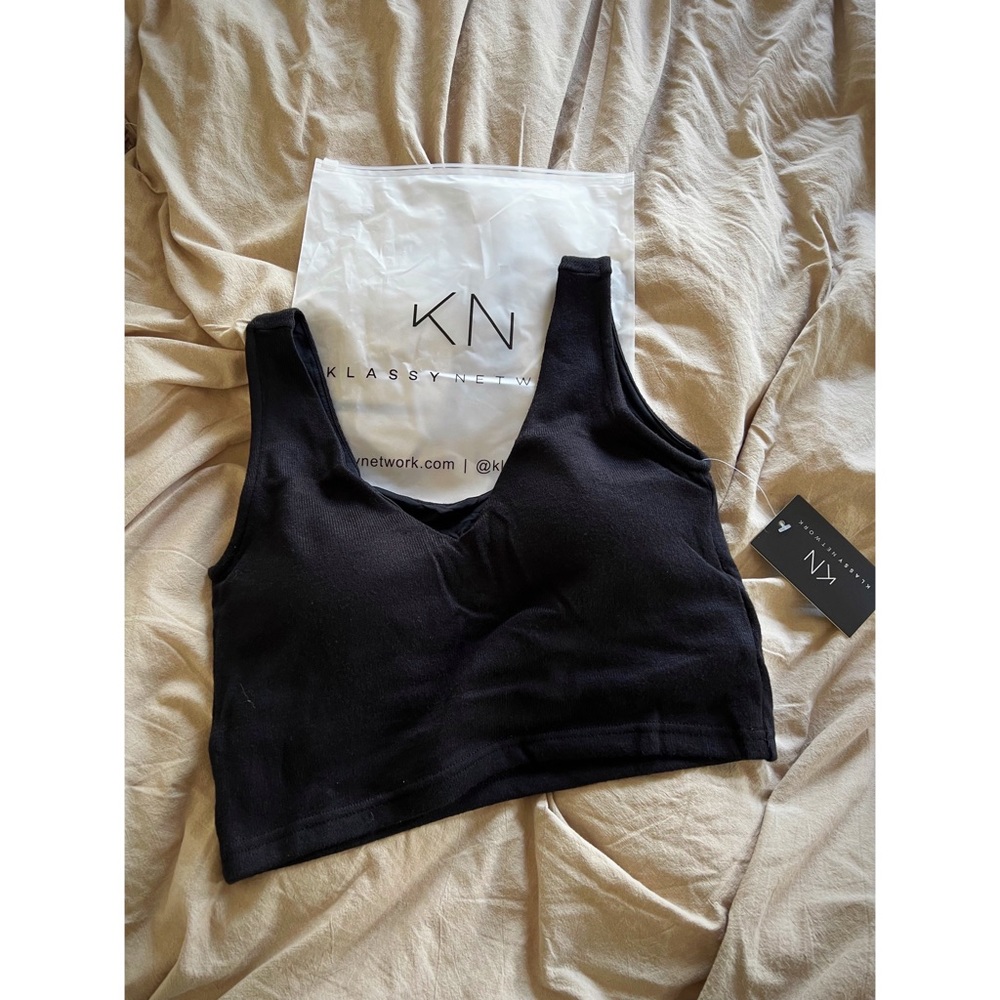 Klassy Network Knit Lounge Brami (Crop) 💗 Black ✨ Brand New NWT!